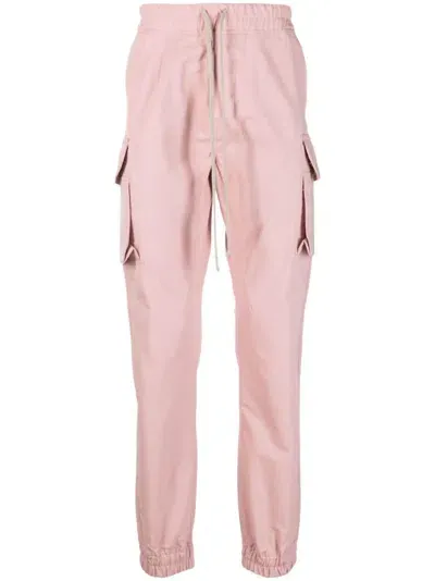 Rick Owens Drkshdw Drawstring Cotton Cargo Trousers In Pink