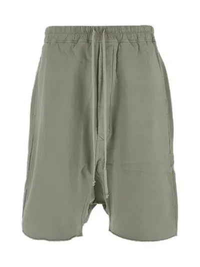 Rick Owens Drkshdw Drawstring Frayed Hem Shorts In Grey