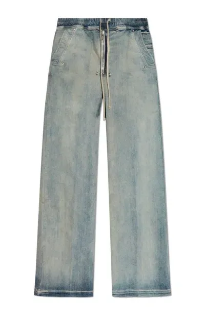 Rick Owens Drkshdw Drawstring Wide Leg Jeans In Blue