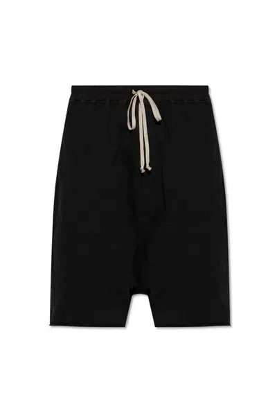 Rick Owens Drkshdw Elasticated Drawstring Waistband Pods Shorts In Black