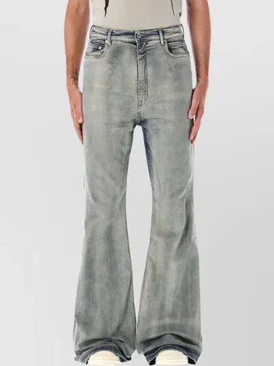 Rick Owens Drkshdw Faded Wash Wide-leg Trousers With Belt Loops In Blue