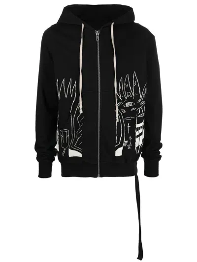 Rick Owens Drkshdw Graphic-print Zip-up Hoodie In Black