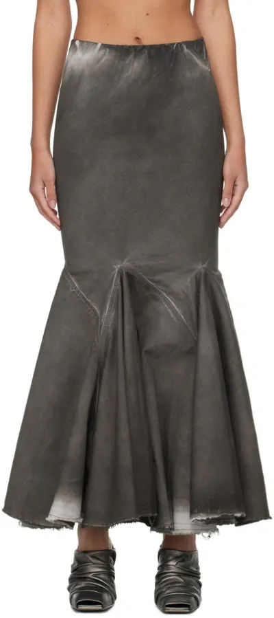 Rick Owens Drkshdw Gray Divine Bias Denim Maxi Skirt In Grey