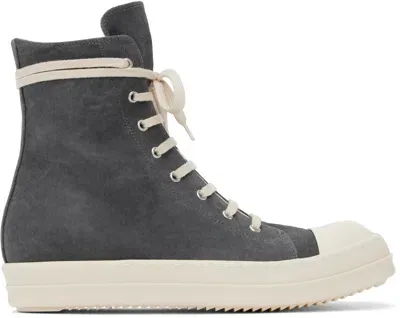 Rick Owens Drkshdw Gray Porterville Cotton Moleskin Sneaks Sneakers In 8811 Stone/milk/milk