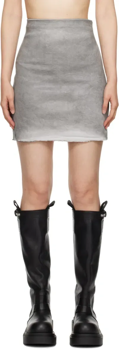 Rick Owens Drkshdw Gray Porterville Dirt Denim Miniskirt In 08 Pearl