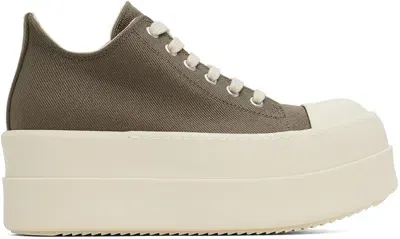 Rick Owens Drkshdw Gray Porterville Double Bumper Low Sneaks Sneakers In 3411 Dust/milk/milk