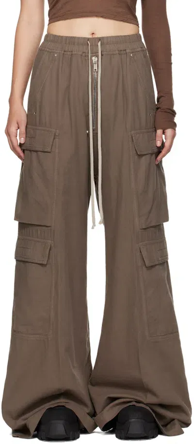 Rick Owens Drkshdw Gray Porterville Double Cargo Jumbo Belab Trousers In 34 Dust