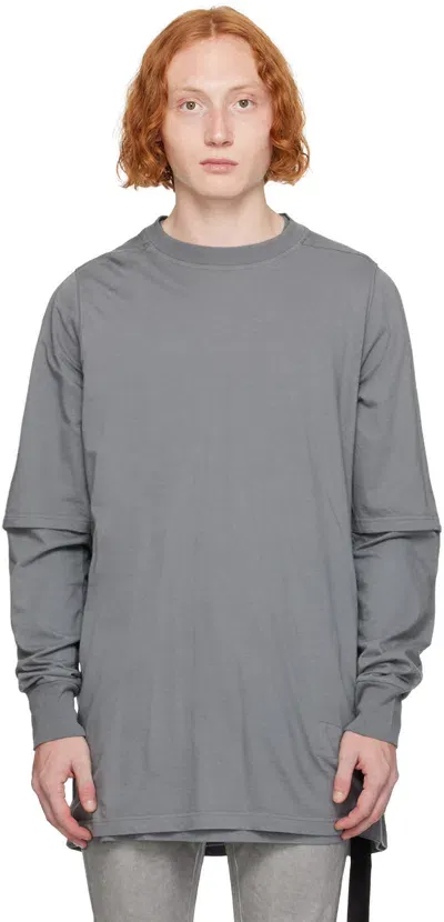 Rick Owens Drkshdw Gray Porterville Hustler Long Sleeve T-shirt In 88 Stone