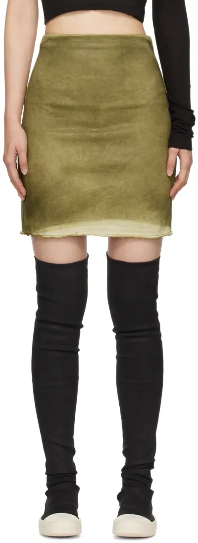 Rick Owens Drkshdw Green Porterville Dirt Denim Miniskirt In 85 Sage