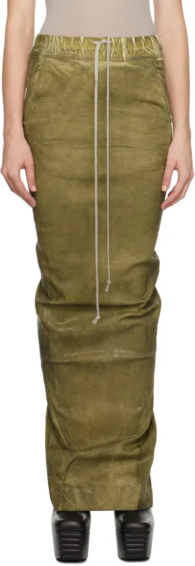 Rick Owens Drkshdw Green Porterville Pull On Pillar Maxi Skirt In 85 Sage