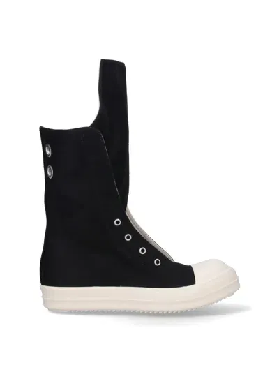 Rick Owens Drkshdw Boot High Sneakers In Black,milk