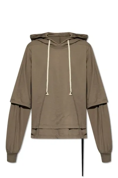 Rick Owens Drkshdw Hustler Drawstring Hoodie In Grey