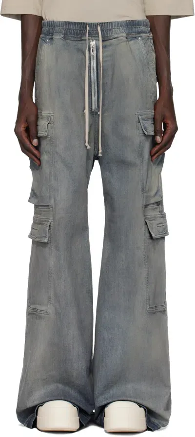 Rick Owens Drkshdw Indigo Porterville Double Cargo Jumbo Belas Denim Cargo Pants In 46 Sky