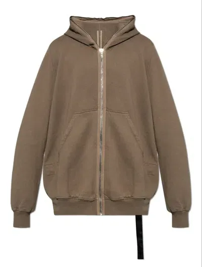 Rick Owens Drkshdw Luxor Gimp Zip-up Cotton Hoodie In Brown