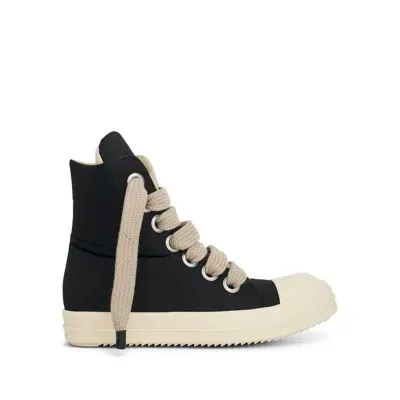 Rick Owens Drkshdw Black Jumbo Lace Puffer Sneakers In Black  Pearl  & Milk