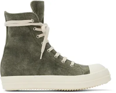 Rick Owens Drkshdw Khaki Porterville Cotton Moleskin Sneaks Sneakers In 8511 Sage/milk/milk