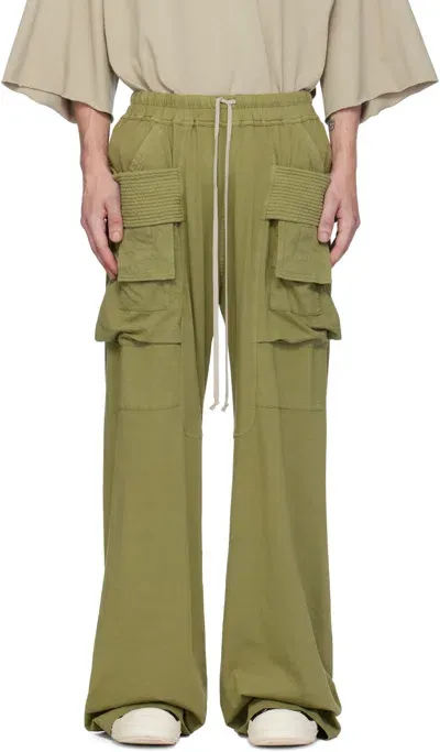 Rick Owens Drkshdw Creatch Cotton Drawstring Cargo Pants In Sage