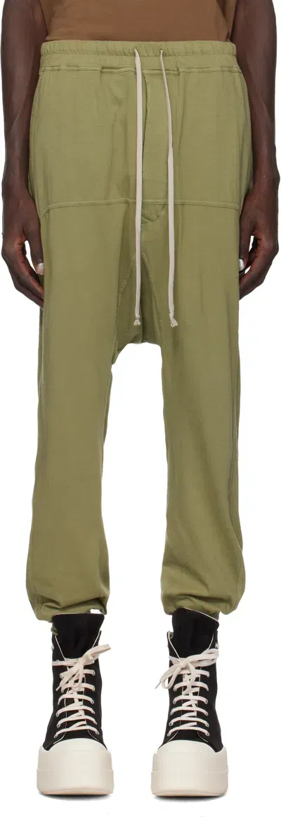 Rick Owens Drkshdw Drop-crotch Cotton Trousers In Green