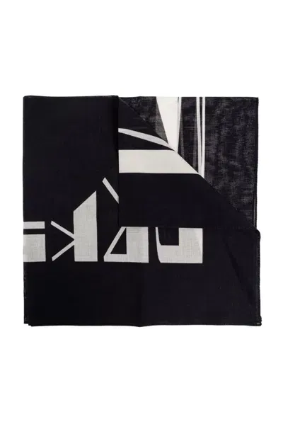 Rick Owens Drkshdw Letter Printed Scarf In Black