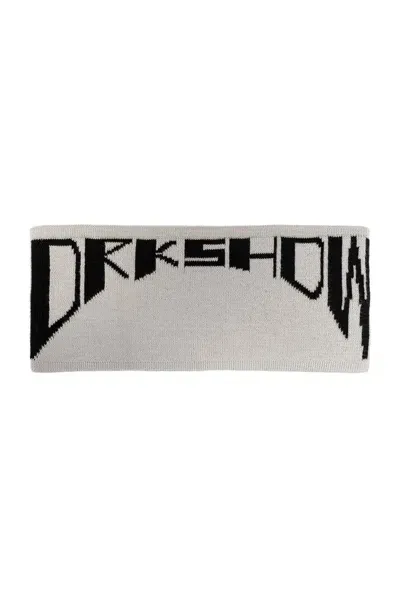 Rick Owens Drkshdw Logo Jacquard Knitted Headband In Beige