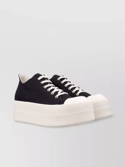 Rick Owens Drkshdw Low Top Canvas Sneakers With Platform Sole In Black