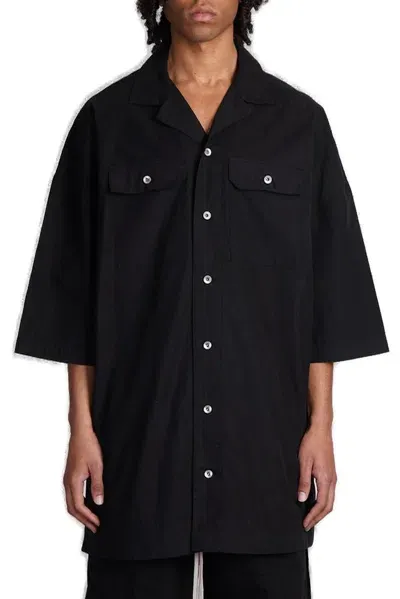 Rick Owens Drkshdw Mens Black Magnum Tommy Oversized-fit Cotton Shirt