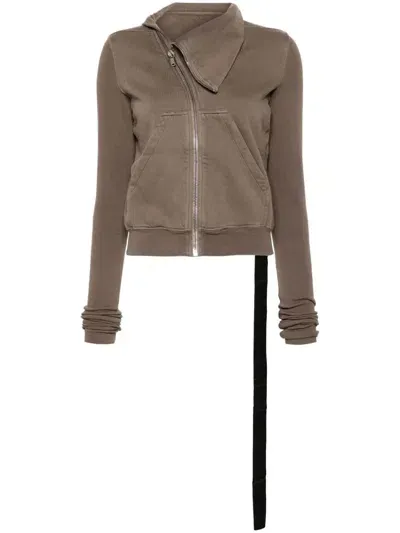 Rick Owens Drkshdw Zip-up Cotton Sweatshirt In Grey