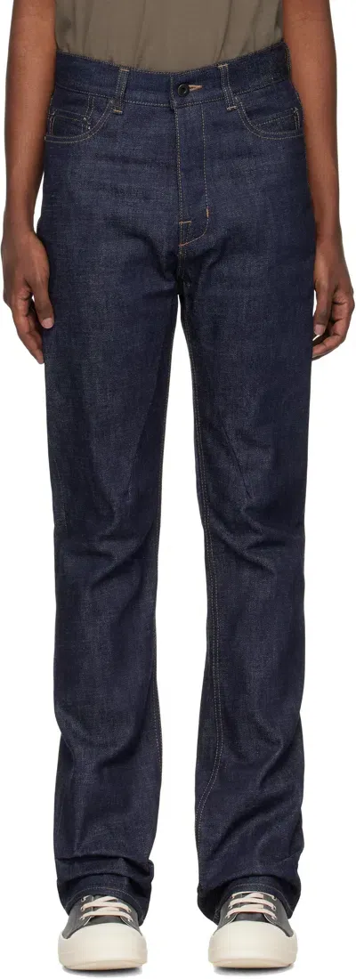 Rick Owens Drkshdw Navy Porterville Jim Cut Jeans In 26 Indigo