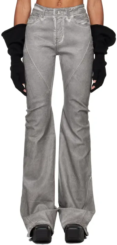 Rick Owens Drkshdw Off-white Bias Bootcut Jeans In 08 Pearl