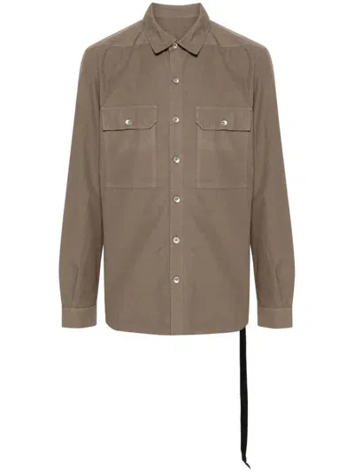 Rick Owens Drkshdw Organic Cotton Poplin Shirt In Brown