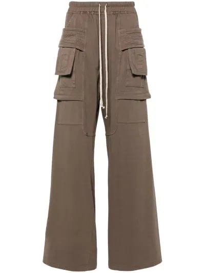 Rick Owens Drkshdw Cropped Cargo Pants Featuring Ribbed Detailing In Grey