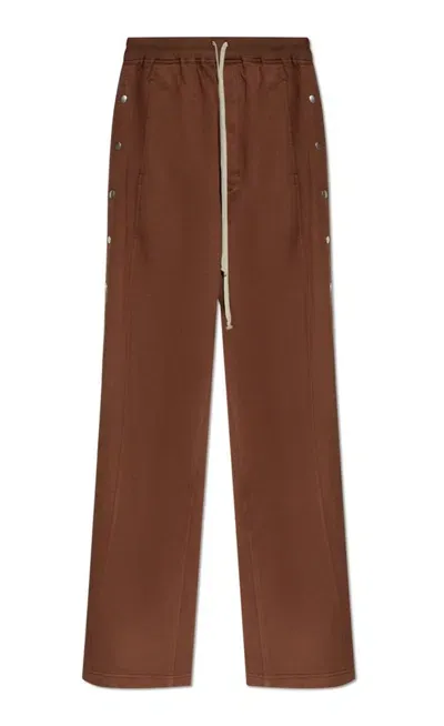 Rick Owens Drkshdw Pusher Drawstring Straight Leg Pants In Brown