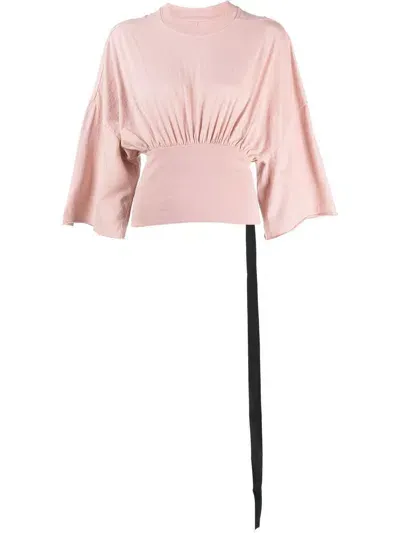 Rick Owens Drkshdw Round-neck Draped Blouse In Rosa