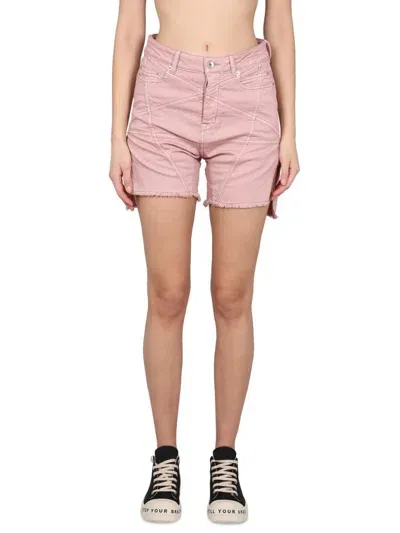 Rick Owens Drkshdw Short In Denim In Pink