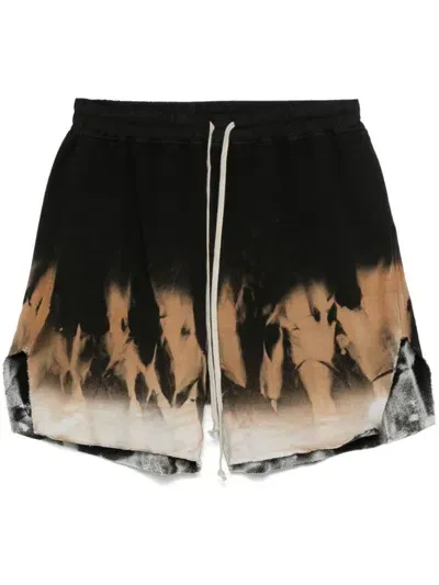 Rick Owens Drkshdw Tie-dye Shorts In Black/terracotta