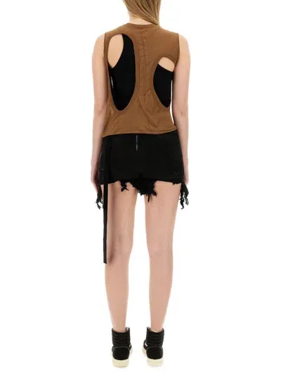 Rick Owens Drkshdw Top Cut Out In Brown