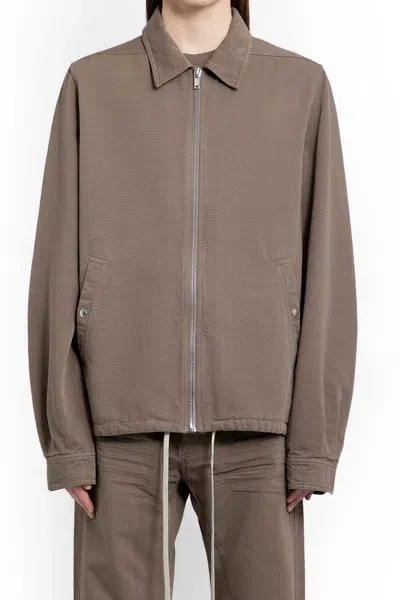 Rick Owens Drkshdw Zip-up Drawstring Shirt Jacket In Brown