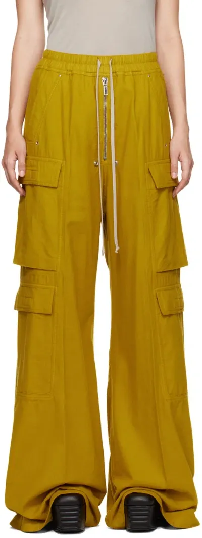 Rick Owens Drkshdw Yellow Porterville Double Cargo Jumbo Belab Trousers In 92 Ochre