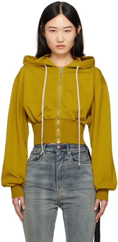 Rick Owens Drkshdw Yellow Porterville Tatlin Zipped Hoodie In 92 Ochre