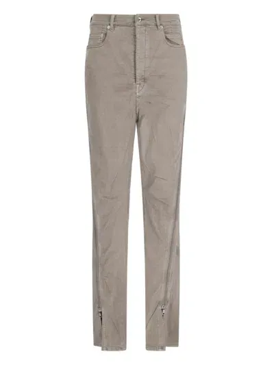 Rick Owens Drkshdw Zip Detail Jeans In Beige