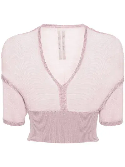 Rick Owens Fine-knit Virgin Wool Top In Pink