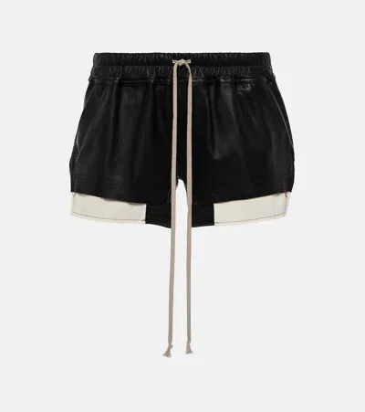 Rick Owens Fog Leather Shorts In Black