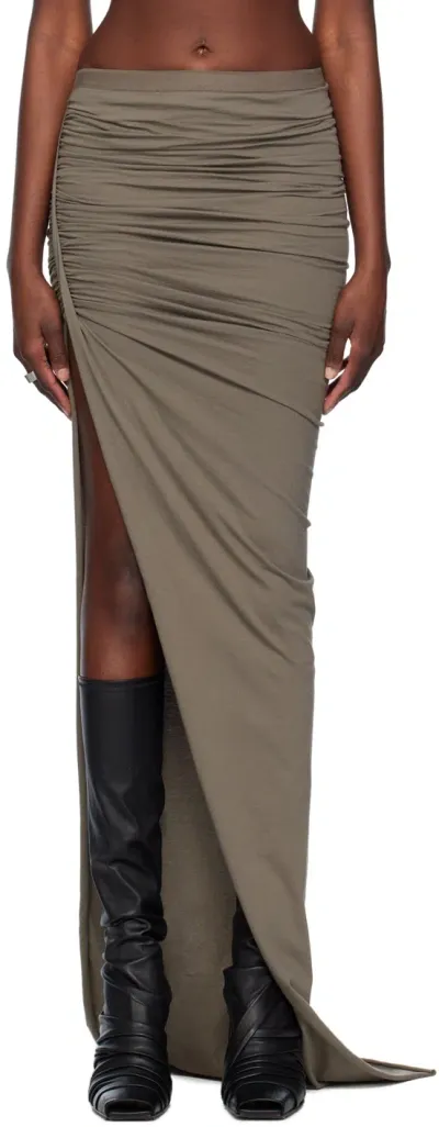 Rick Owens Gray Edfu Maxi Skirt In 34 Dust