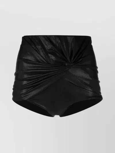 Rick Owens High Waist Knot Detail Mini Shorts In Black