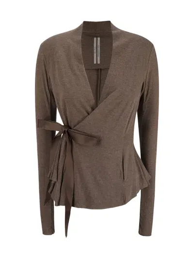 Rick Owens Hollywood Viscose Blend Cardigan In Brown