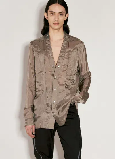 Rick Owens Larry Fogpocket Shirt In Brown