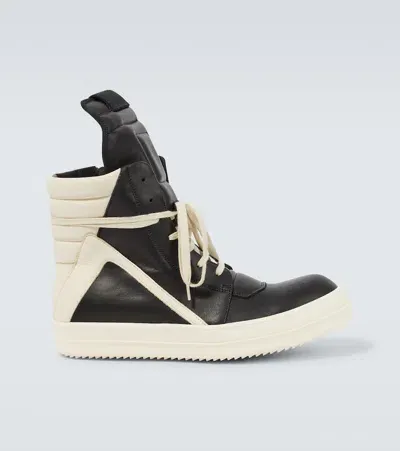 Rick Owens Leather High-top Sneakers In Black