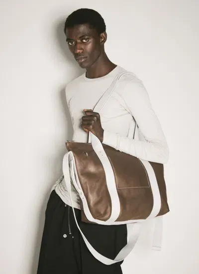 Rick Owens Leather Trolley Tote Bag In Brown