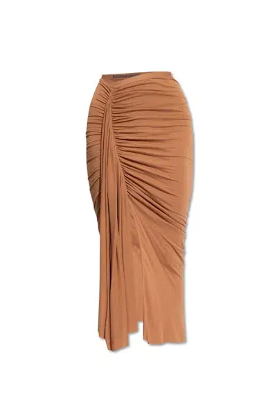 Rick Owens Lilies Fog Skirt In Brown