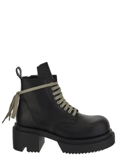 Rick Owens Lace-up Leather Boots In Black